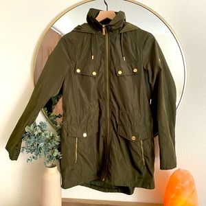 Michael Kors Dark Green Rain Jacket Size Small